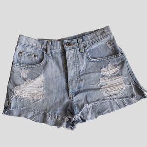 CARMAR LIGHT-WASH DESTROYED JEAN SHORTS
